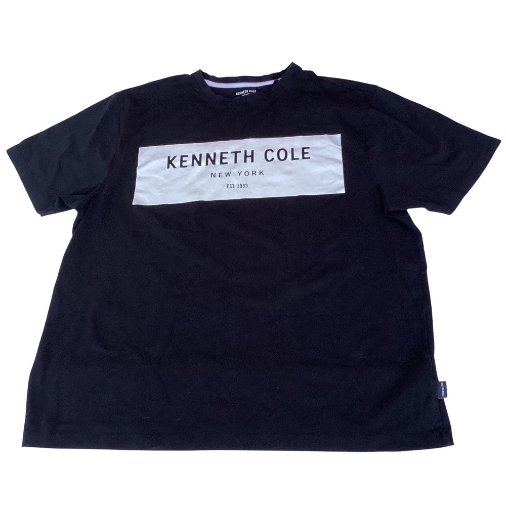 Kenneth Cole‎ New York Mens 2X Black Graphic Logo T-Shirt Short Sleeve